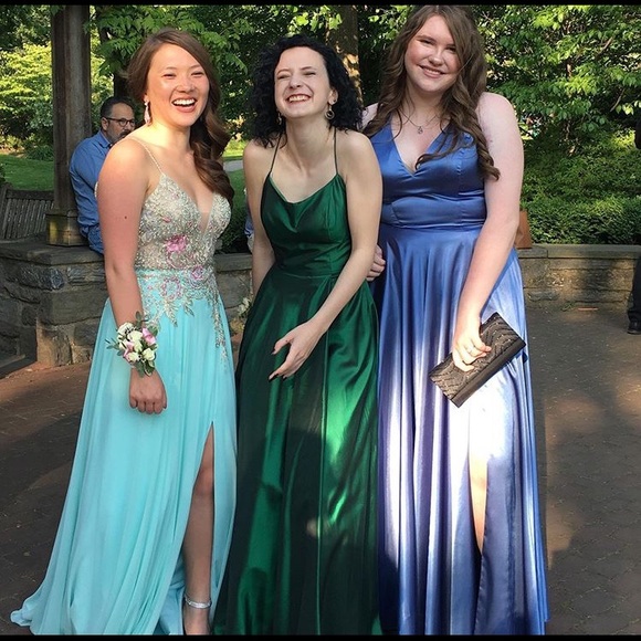 Light Blue Embellished Prom Dress - Picture 3 of 4